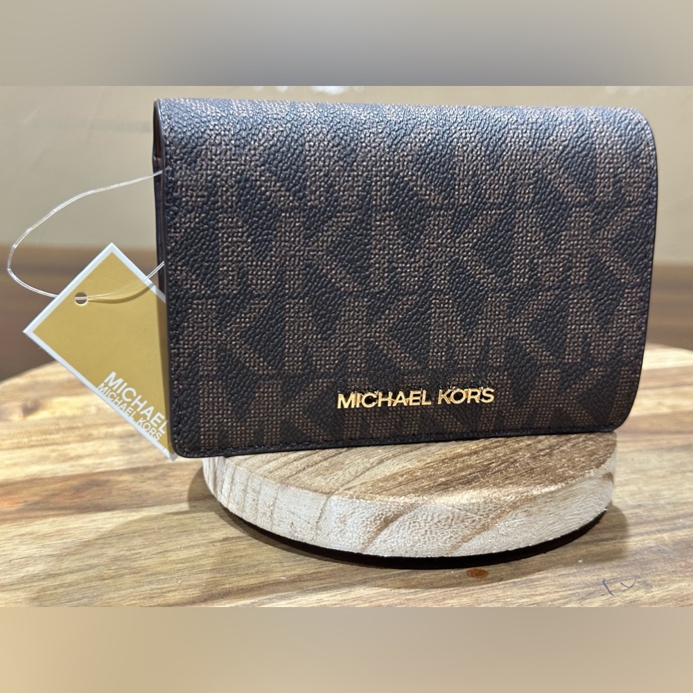 MICHAEL KORS Jet Set BRN MD SLIM WALLET 38R4GJ6F2B PALE PEANUT MSRP $98 NWT - Picture 13 of 13